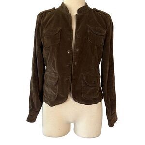 Live A Little Military Style Corduroy Olive Green Jacket Women’s Medium